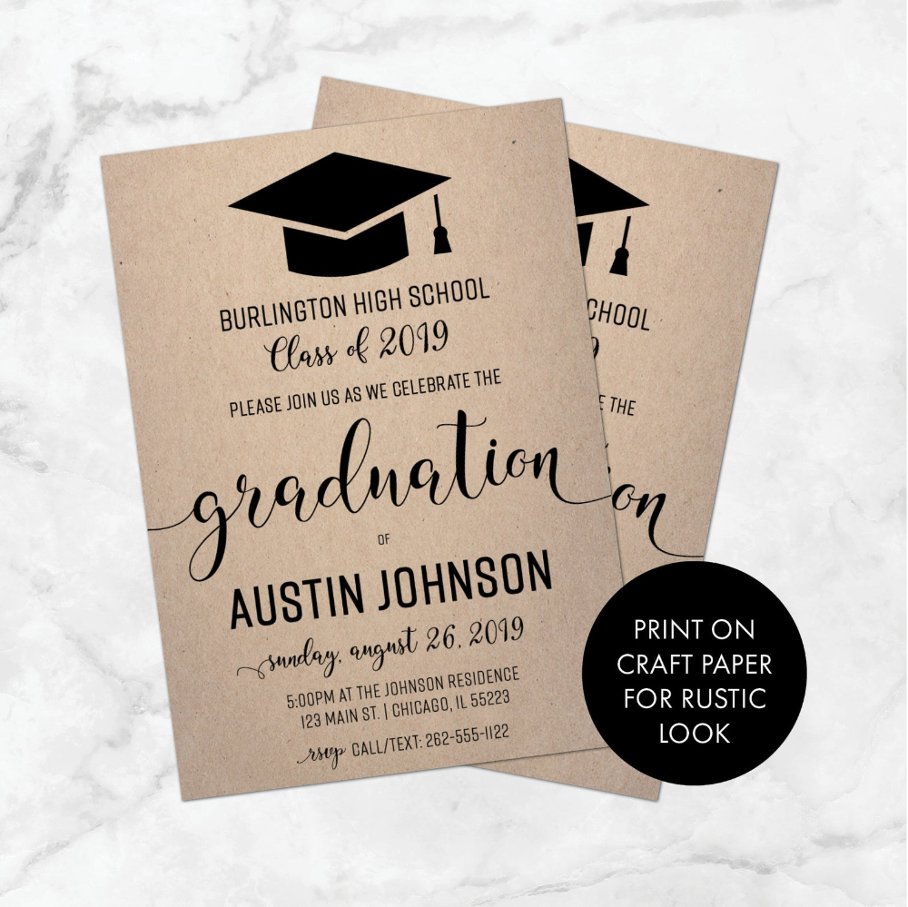 Etsy Graduation Invitation Templates Printable Word Searches