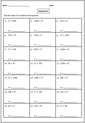 exponents worksheets pdf with answers 7th