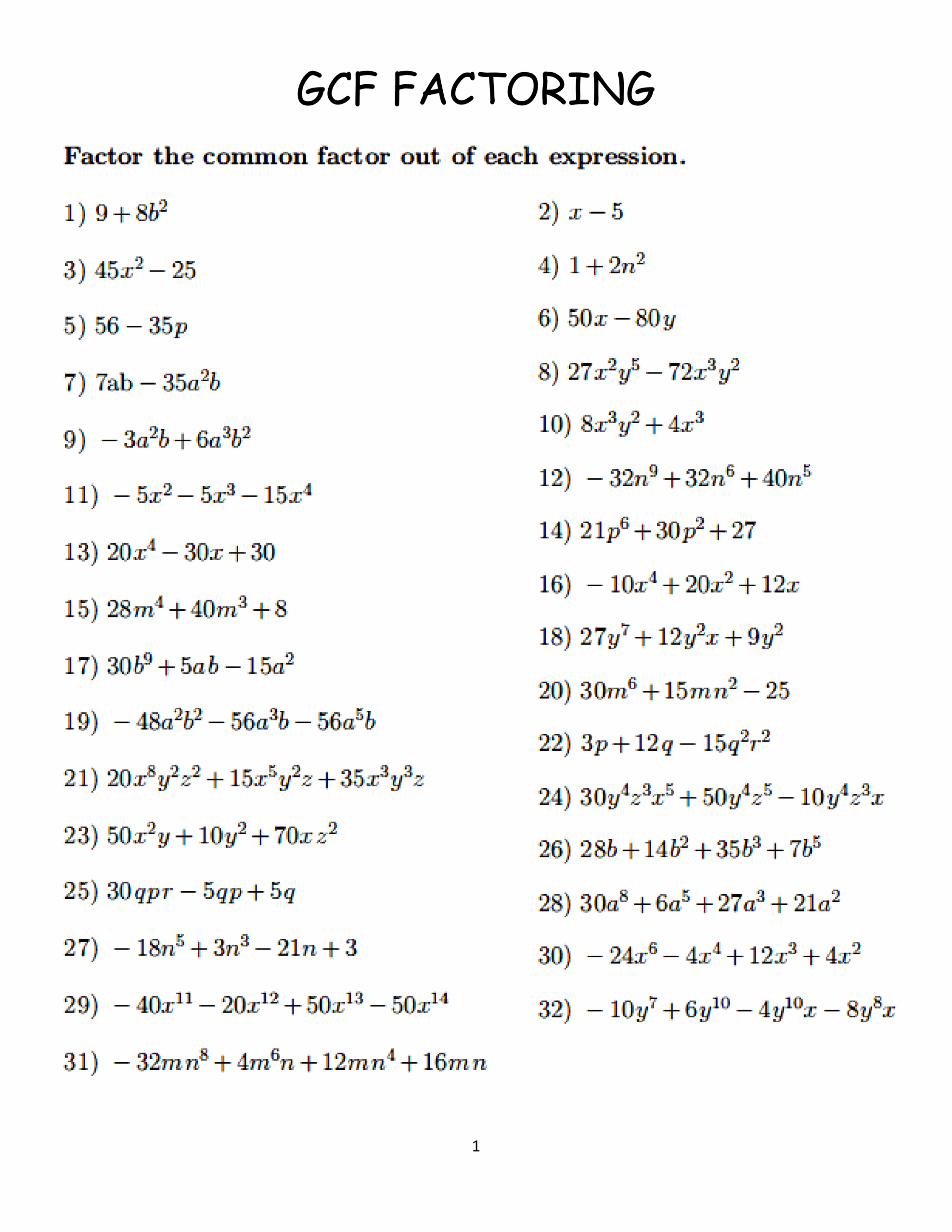FACTORING GCF GROUPING A 1 Hughes Patricia Library Formative