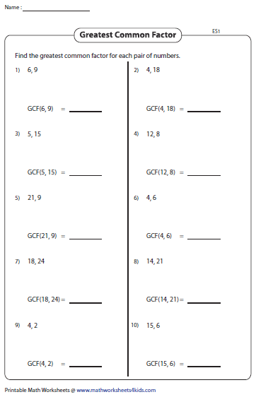 factoring greatest common factor worksheet