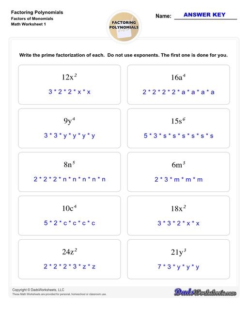 Factoring Polynomials Worksheets Worksheets Library