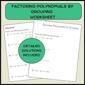 Factorisation By Grouping Worksheet with Solutions By Mathamaniacs