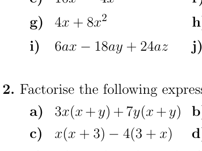 Factorisation Common Factor And Grouping Worksheet with Solutions 