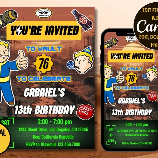 Fallout Digital Birthday Invite Etsy