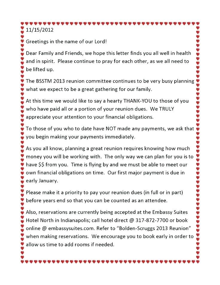 Family Reunion Registration Letter Google Search With Regard To