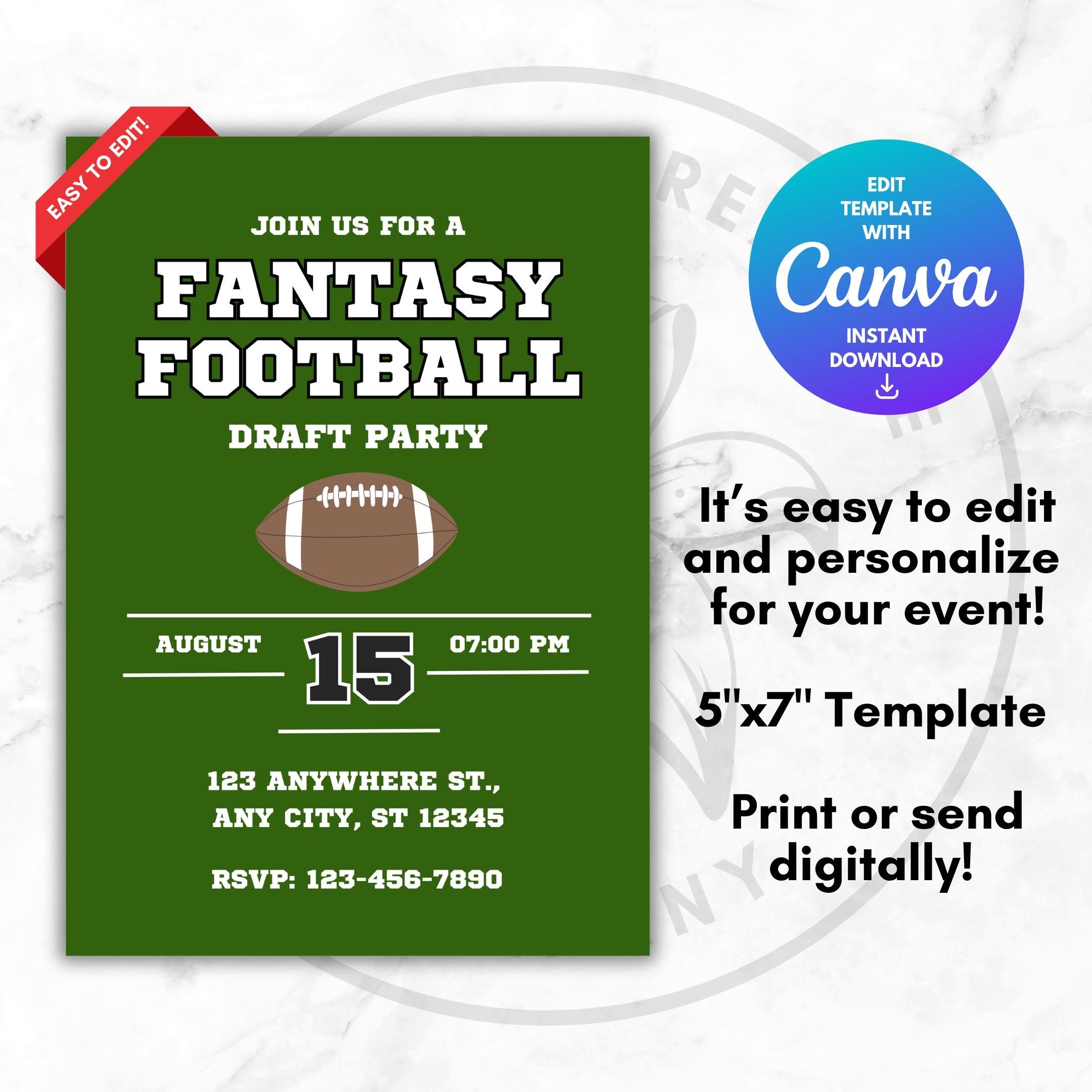 Fantasy Football Invitation Template Editable Fantasy Football 