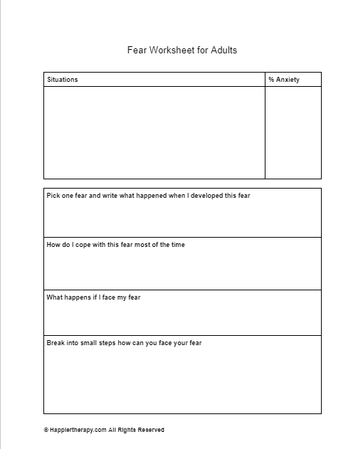 Fear Worksheet For Adults HappierTHERAPY Worksheets Library