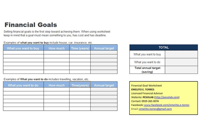 Financial Goal Worksheet Free Worksheets Samples