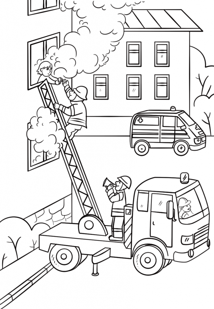 Fire Fighter Coloring Page Free Printable Templates