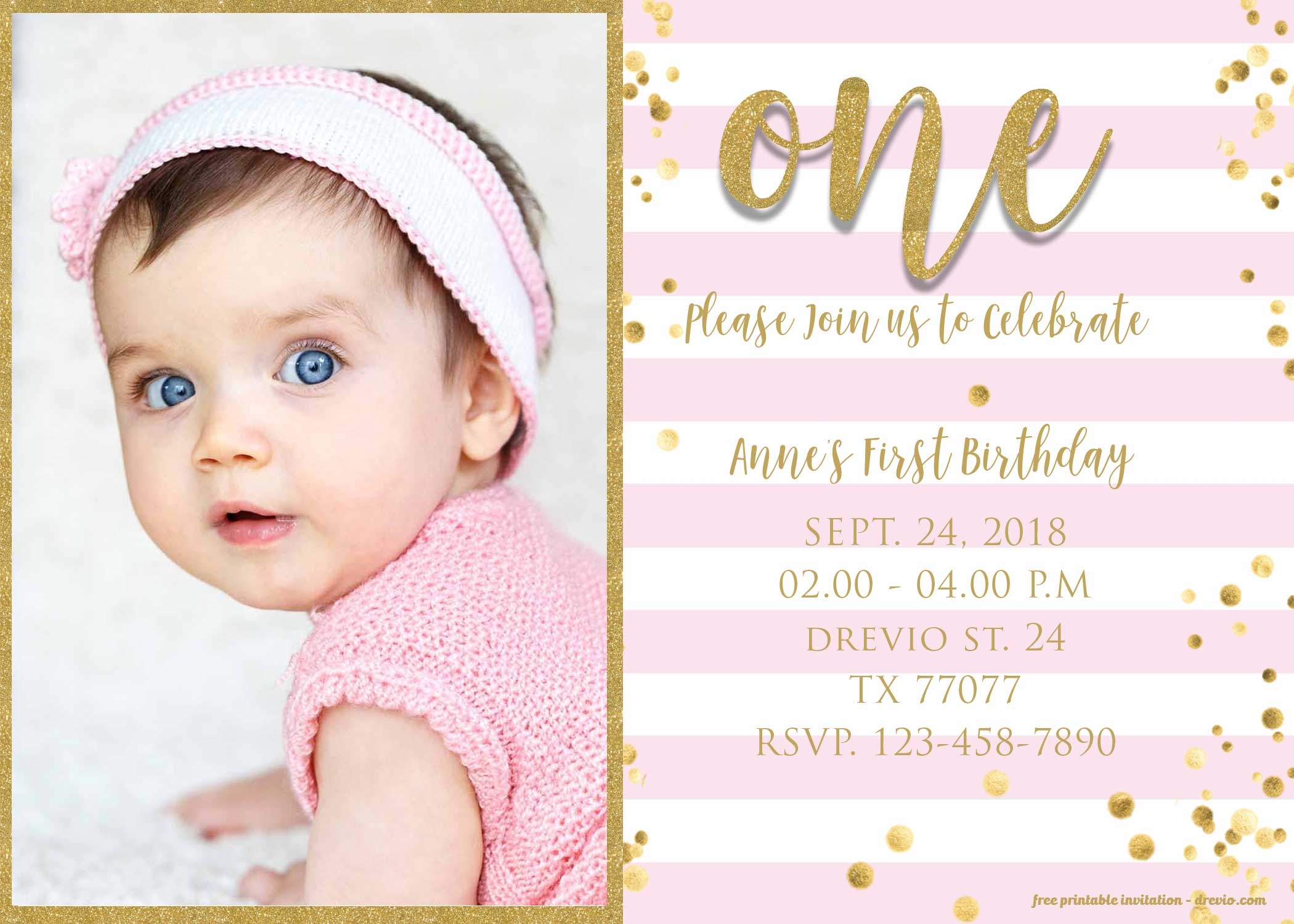 First Birthday Invitation Card Template Sarseh
