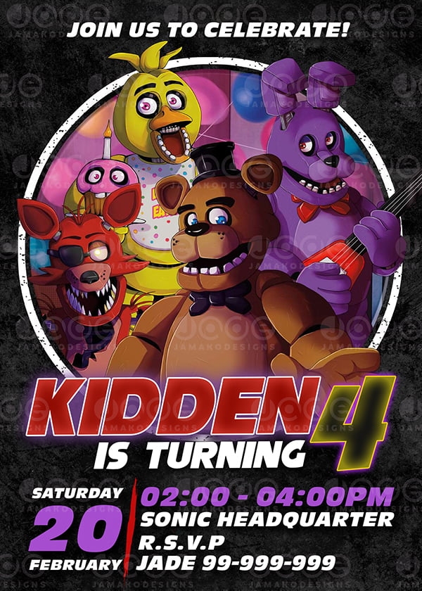 Five Nights At Freddy 39 s Birthday Invitation Template Jamakodesigns