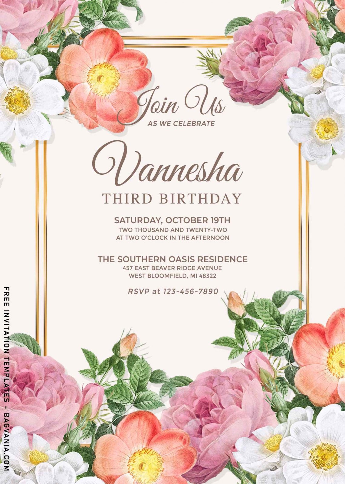 floral birthday invitation templates free