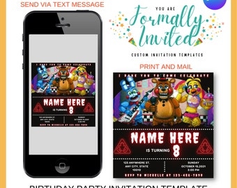 FNAF Invitation Canva Template Etsy