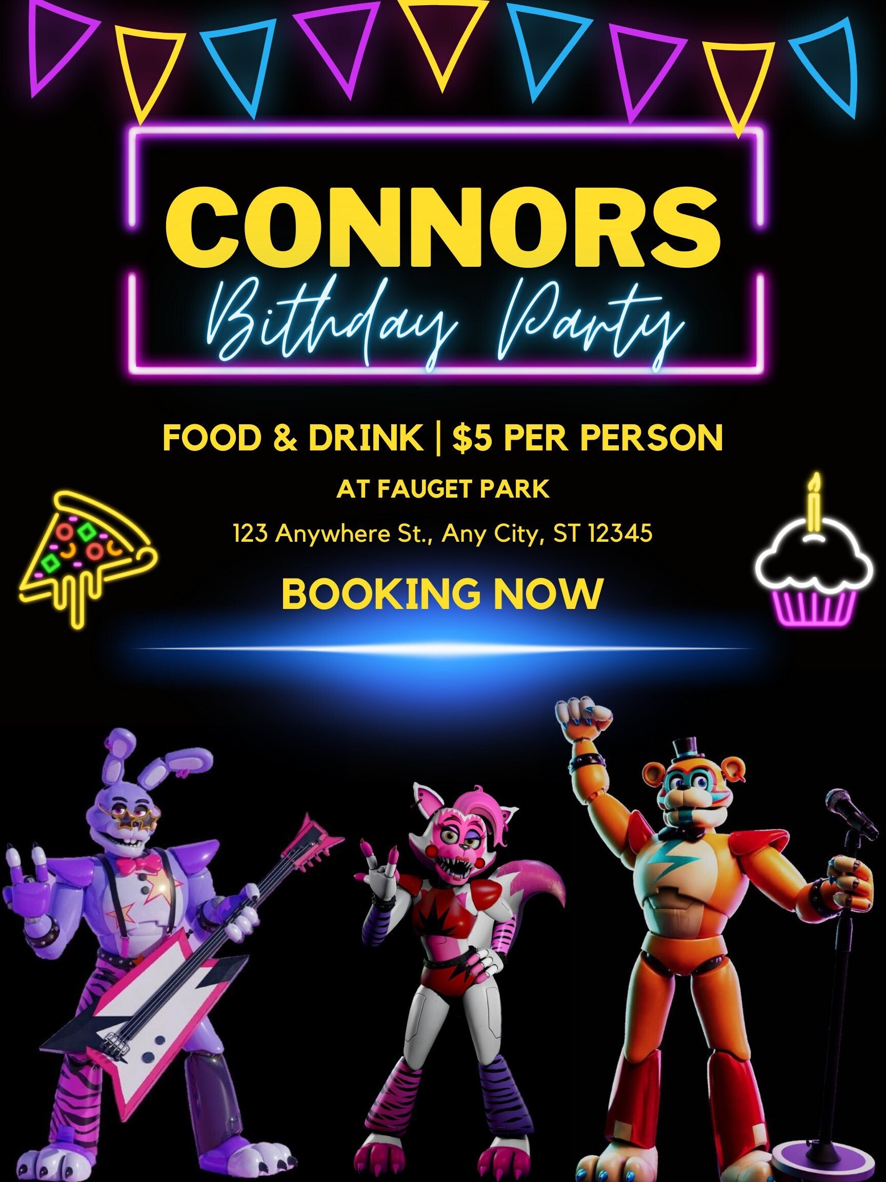 FNAF Invitation Canva Template Etsy