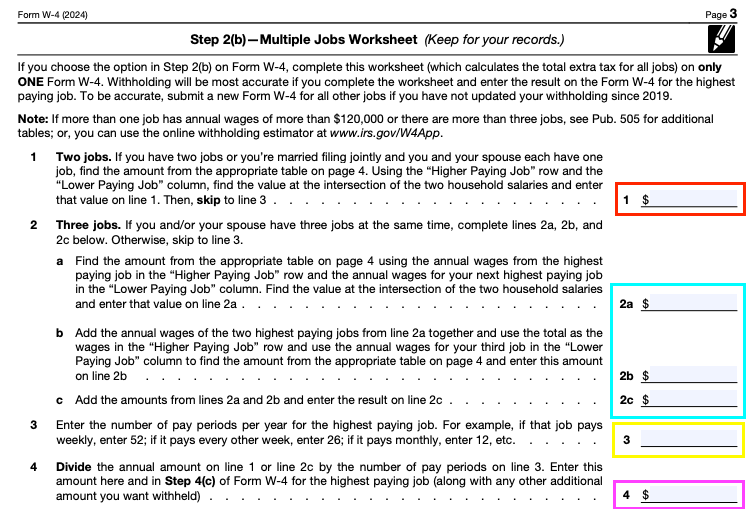 Form W 4 Personal Allowances Worksheet PDF Worksheets Library