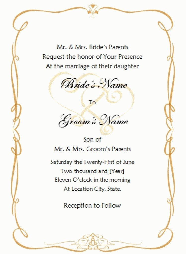5 x 7 invitation template word