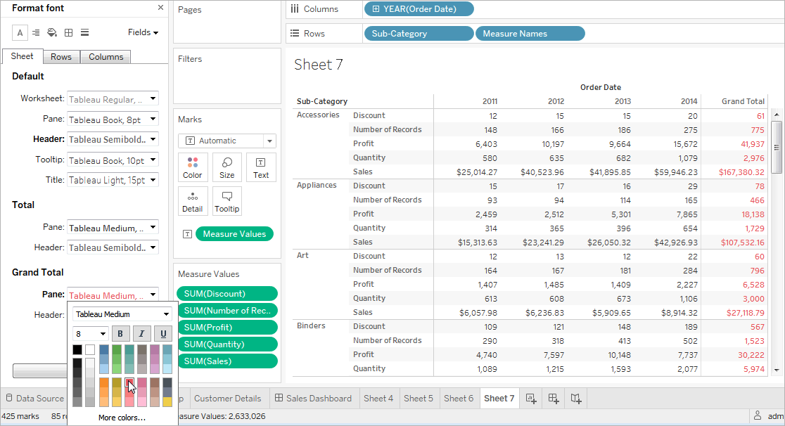 show title in tableau worksheet