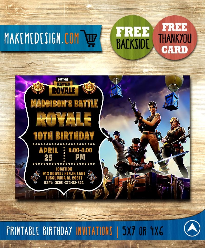 Fortnite Birthday Party Invitations Template Fortnite Invitations 