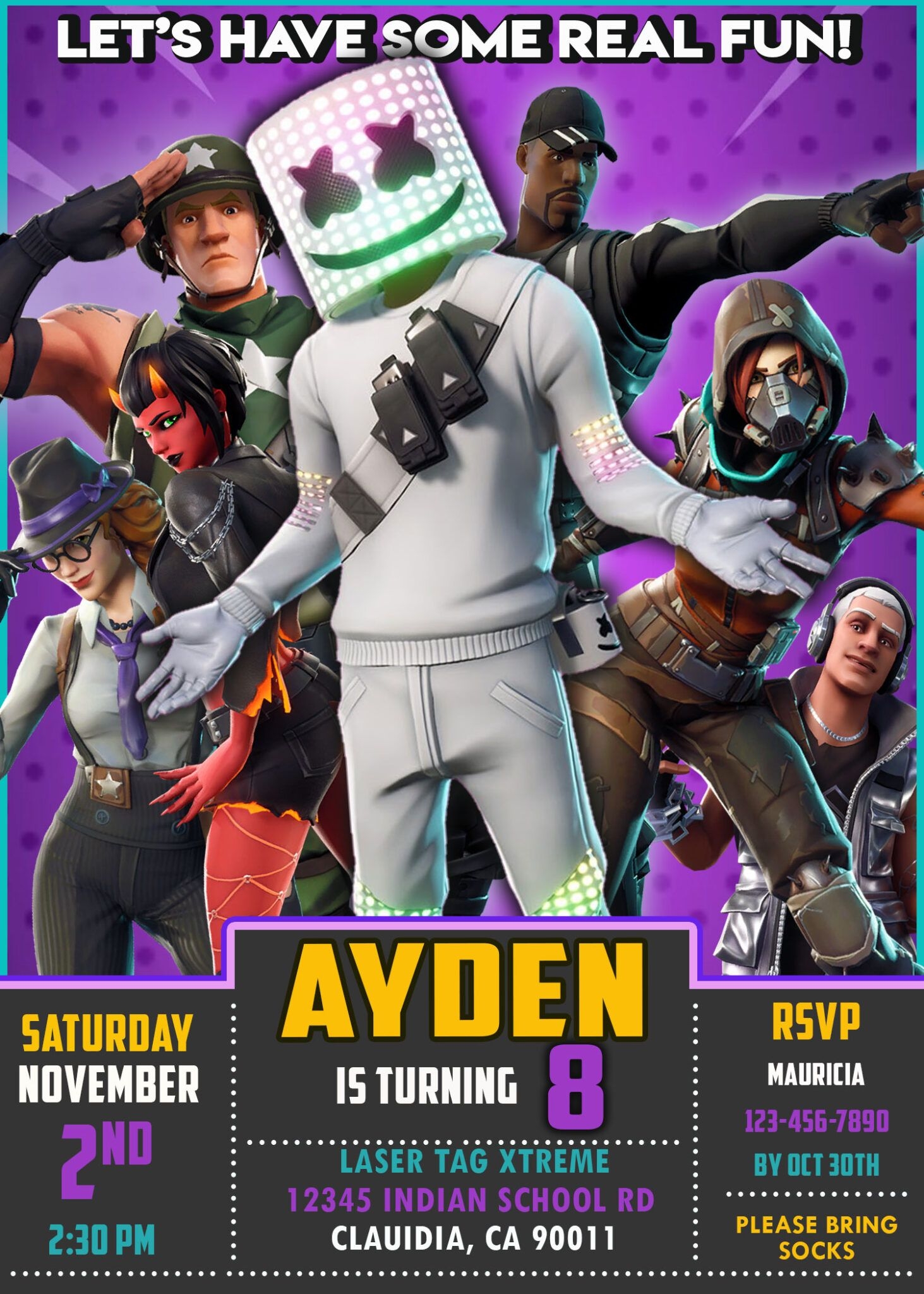 fortnite birthday invite template