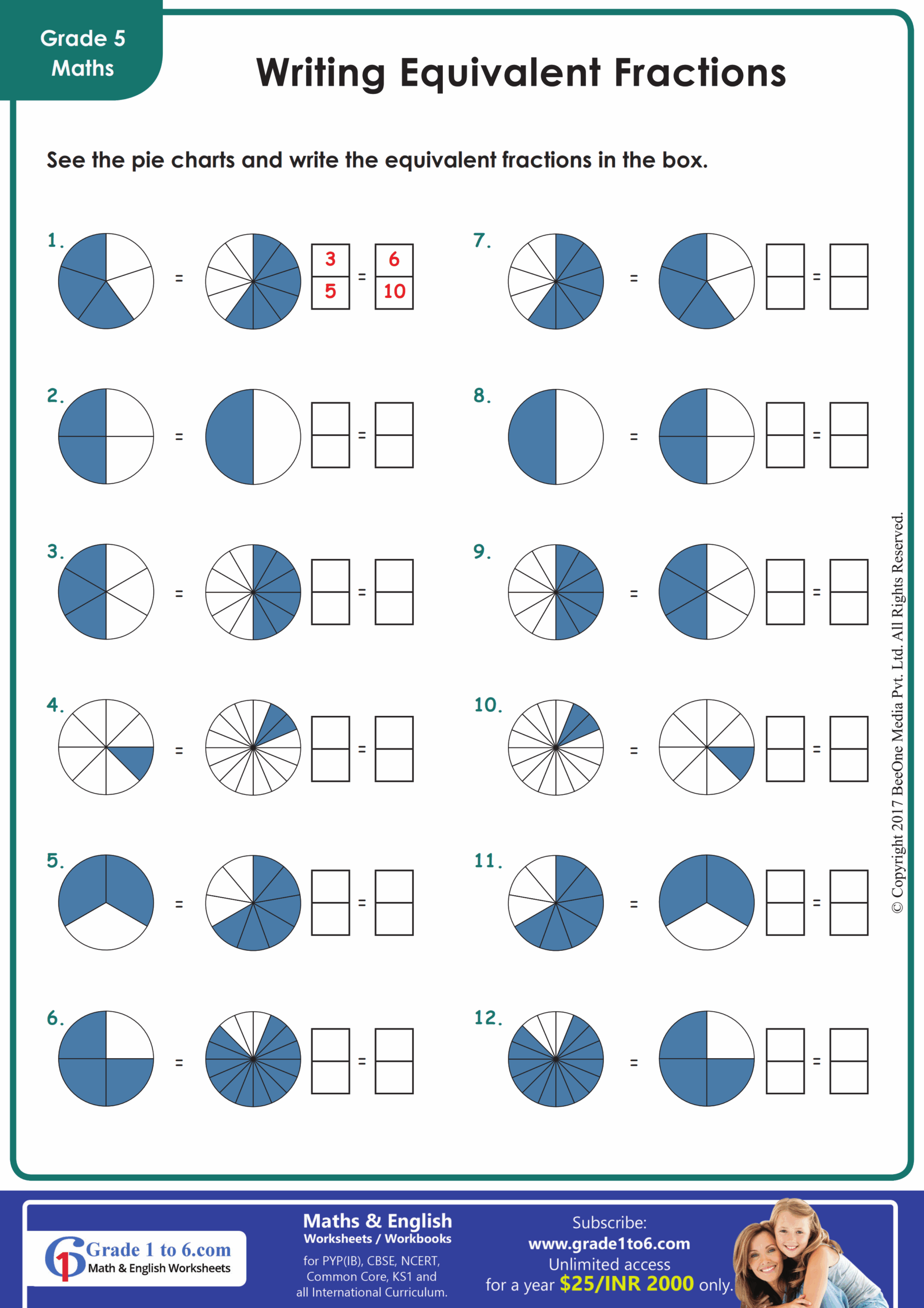 math worksheets fractions