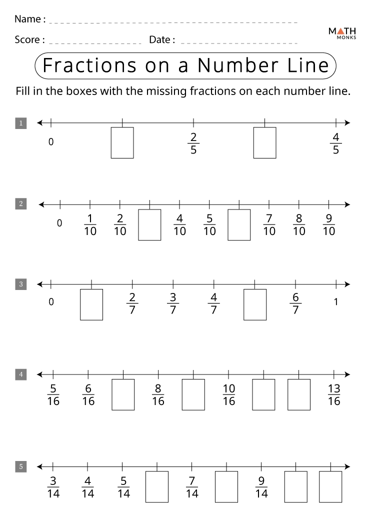 fractions on number line worksheets