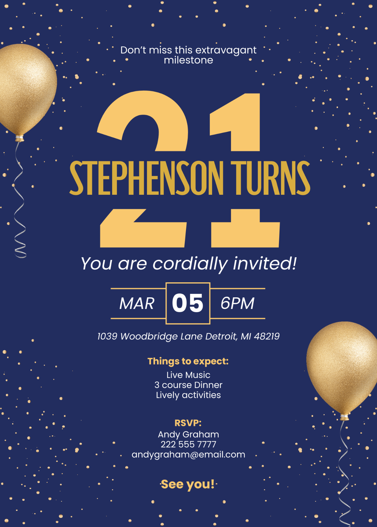 21st birthday invitation card template
