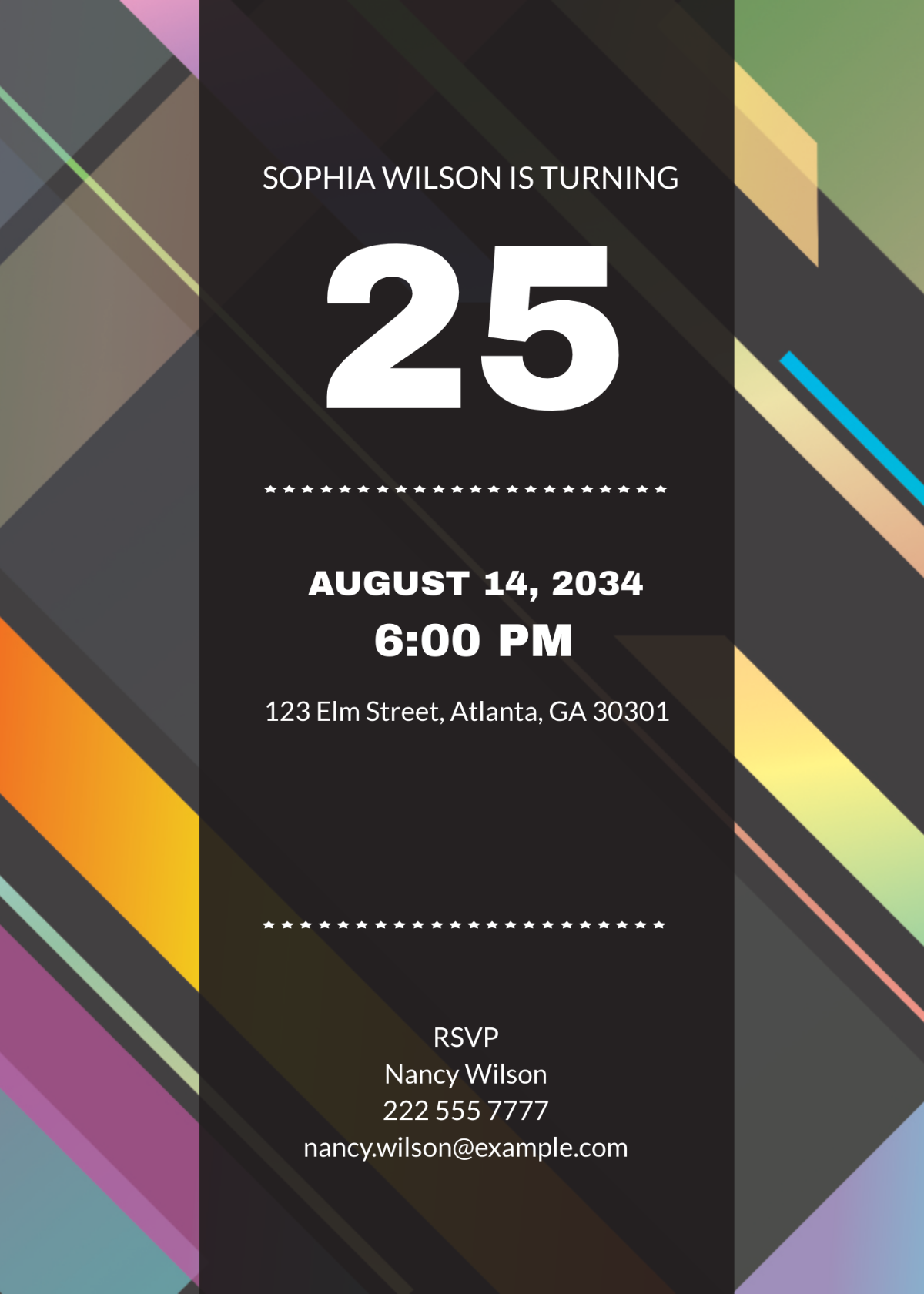 Free 25th Birthday Invitation Template To Edit Online
