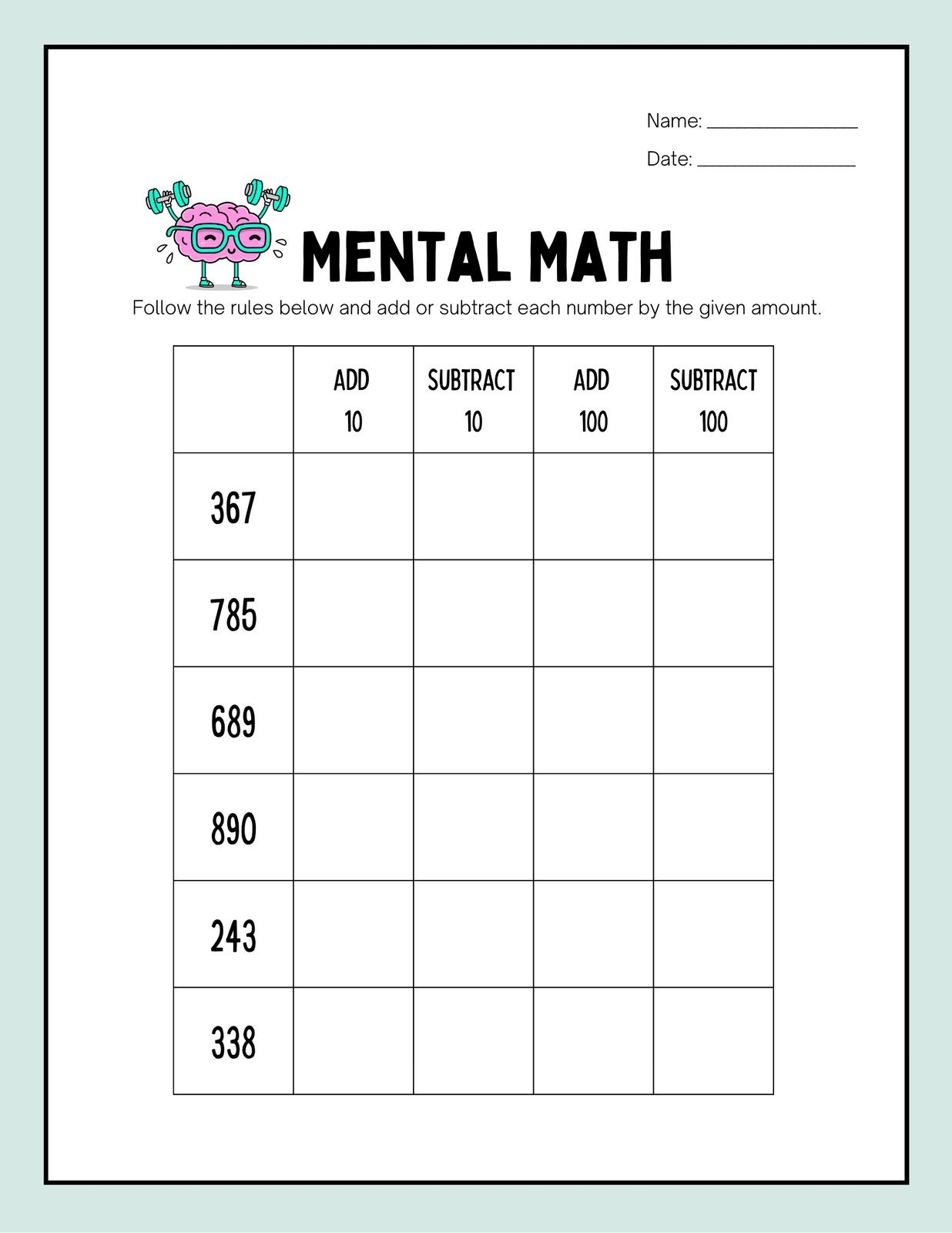 math worksheet for 2nd grade