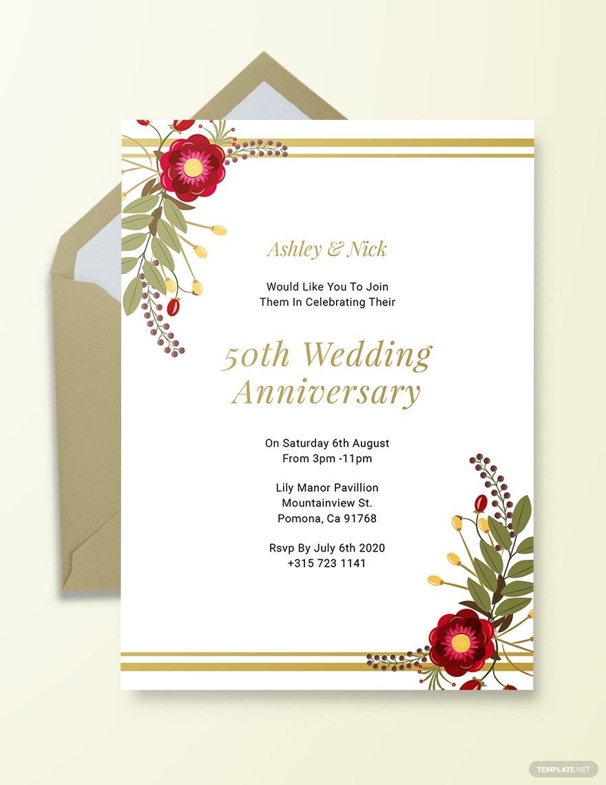 FREE 50th Anniversary Invitation Templates Examples Edit Online