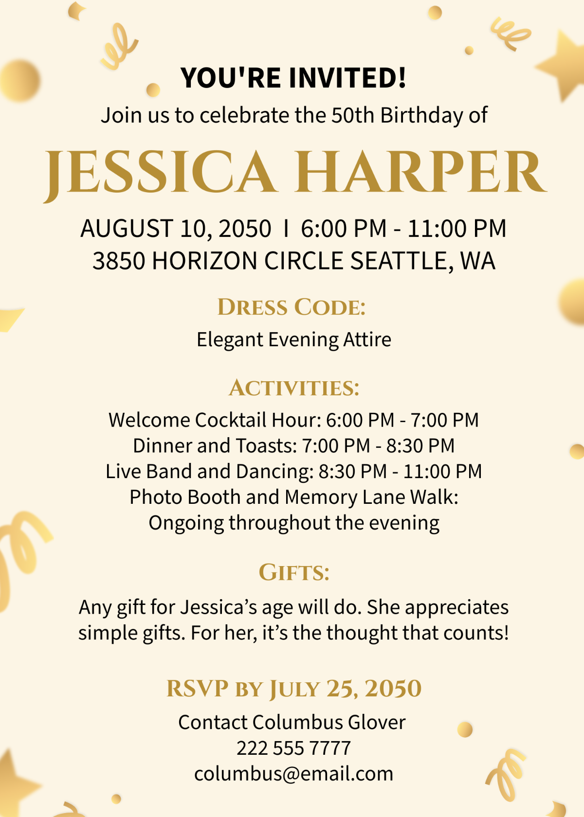 Free 50th Birthday Invitation For Women Template To Edit Online