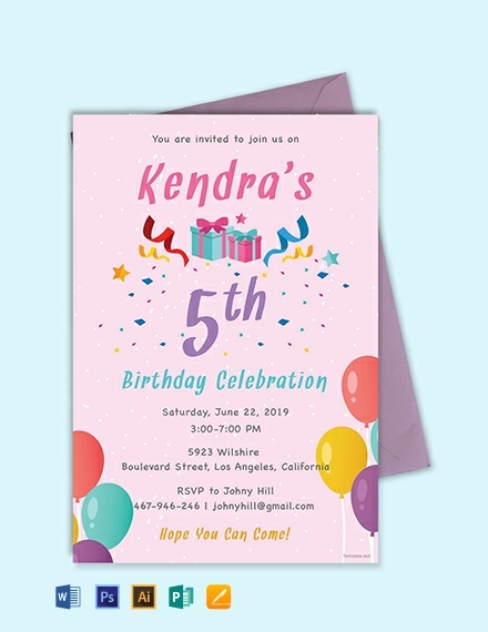 5th birthday invite template