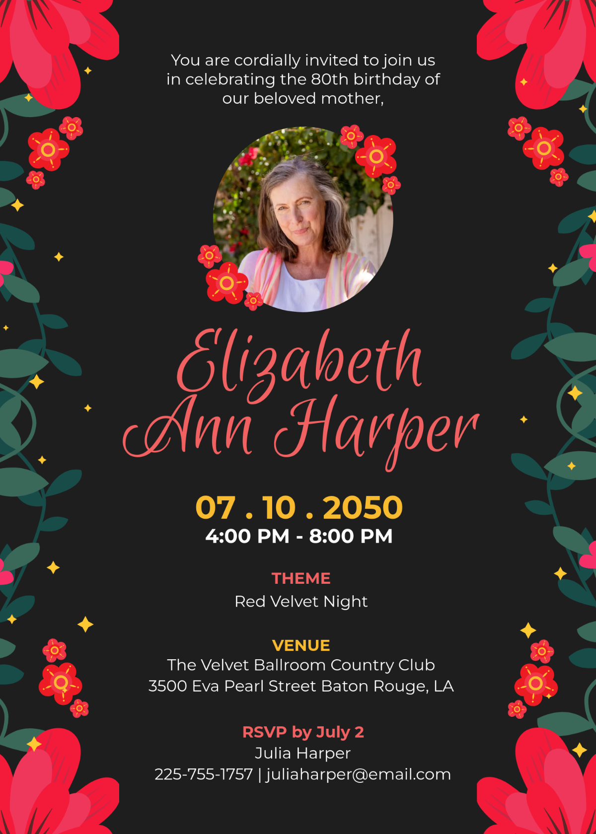 80th birthday party invitation template
