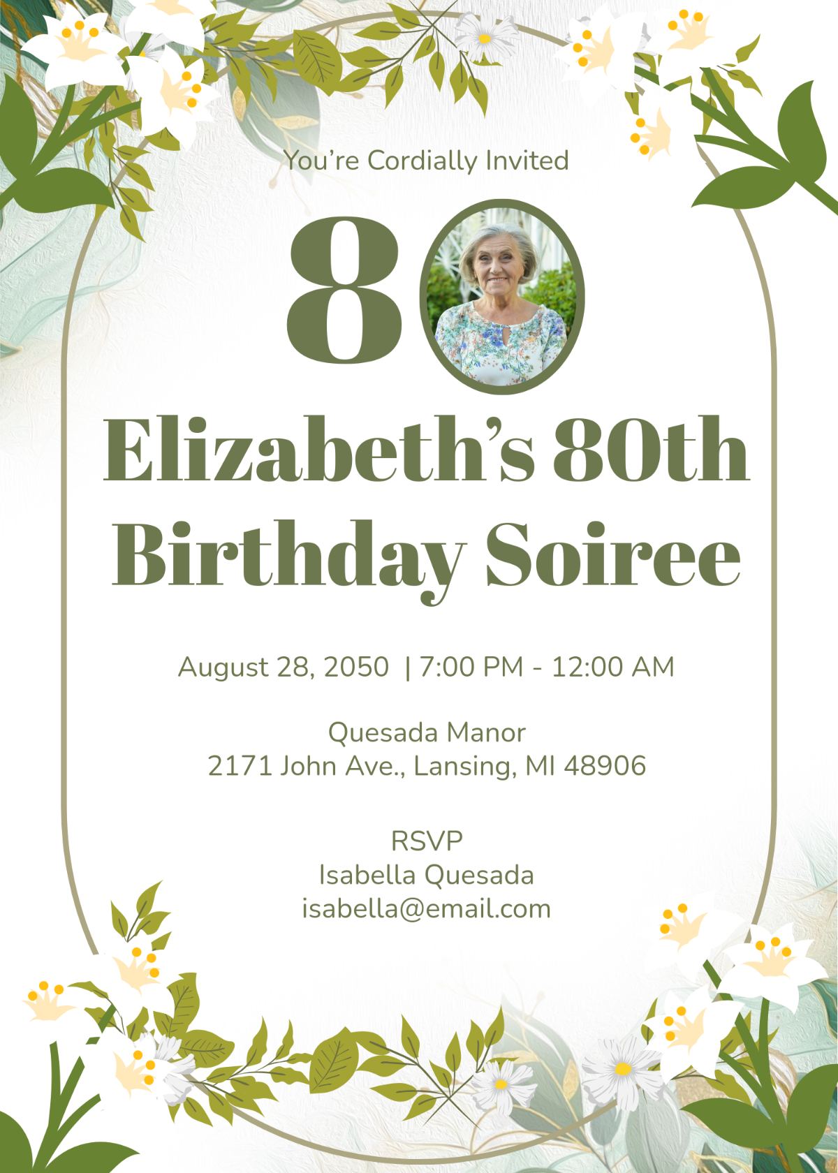 Free 80th Birthday Party Invitation Template To Edit Online
