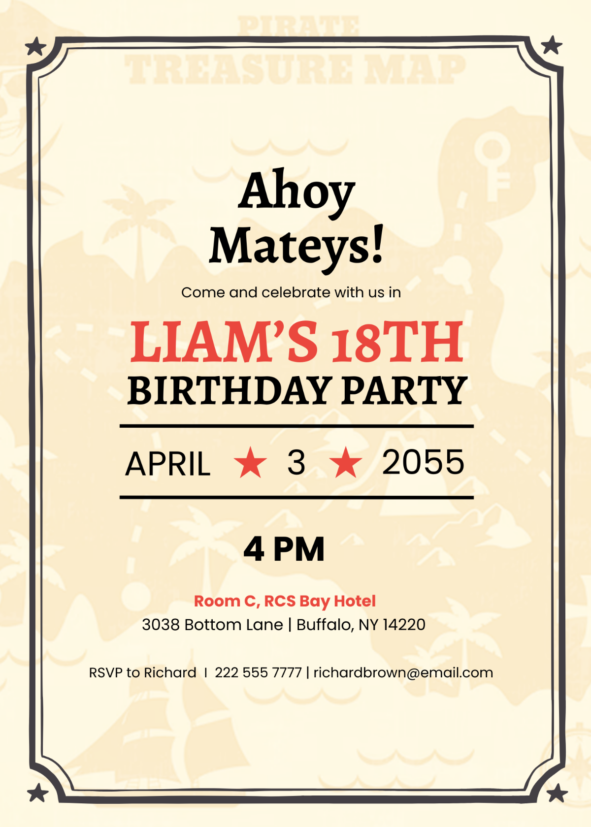 Free Adult Pirate Party Invitation Template To Edit Online