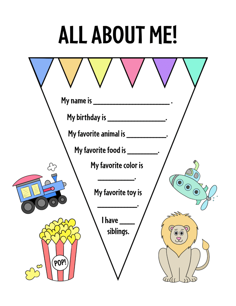 FREE All About Me Preschool Printable Worksheets Worksheets Library