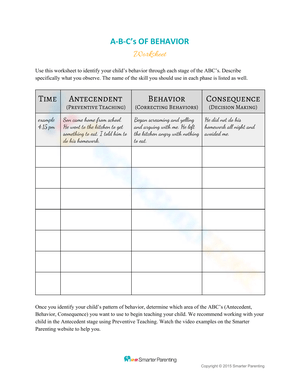 Free Antecedent Behavior Consequence Worksheet Collection