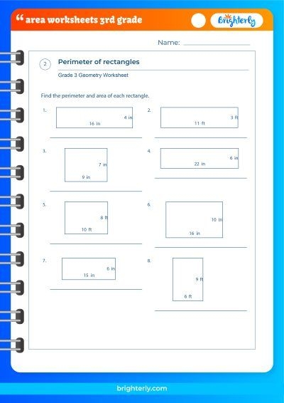 area worksheets 3rd grade