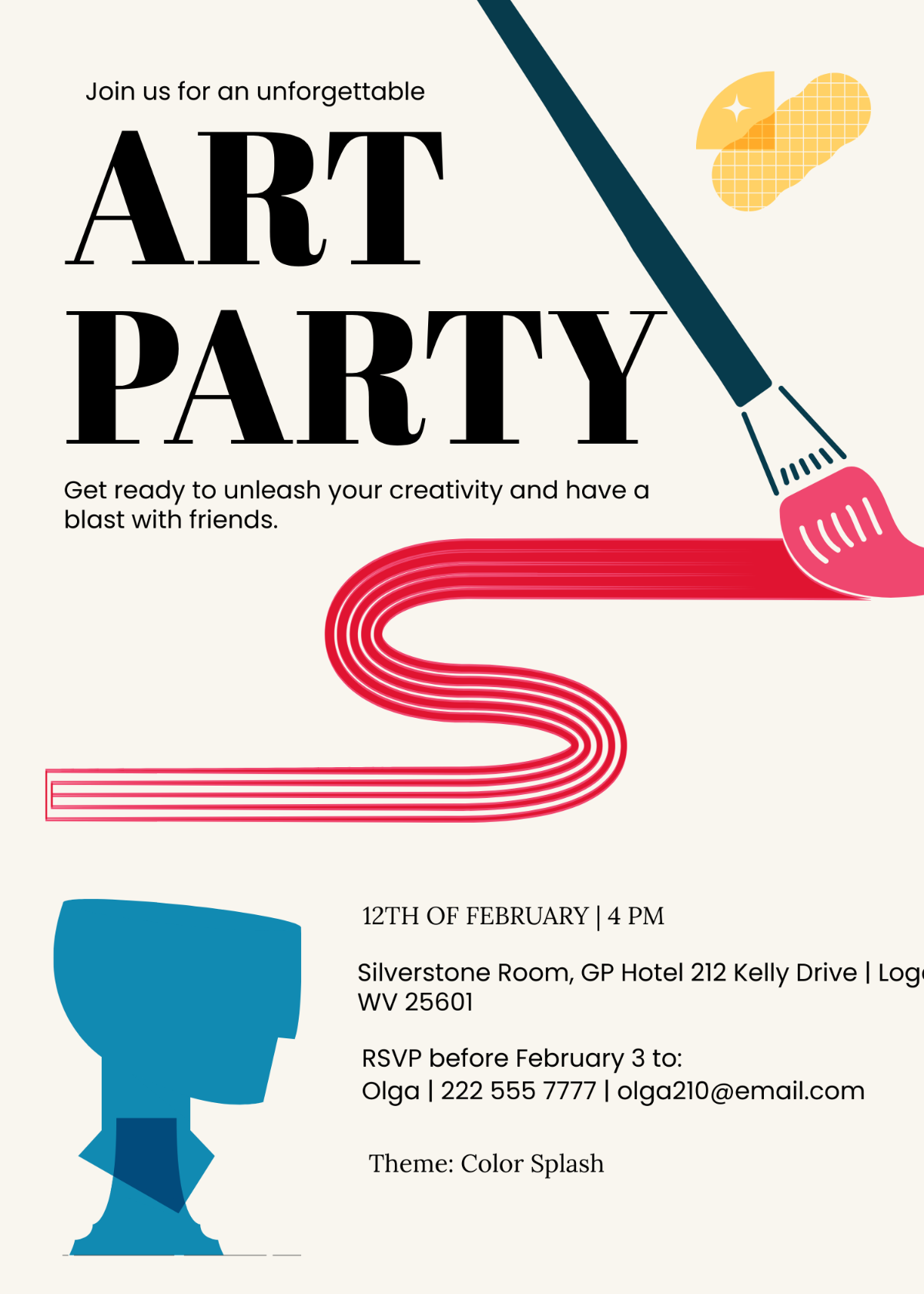 Free Art Themed Party Invitation Template To Edit Online