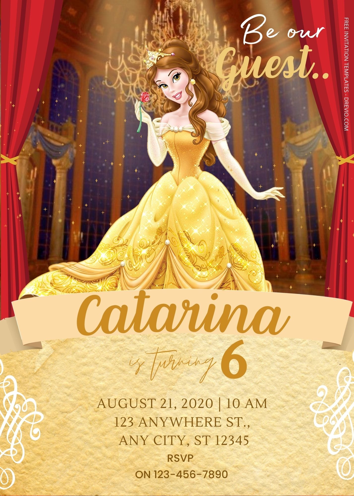 FREE Beauty The Beast Birthday Invitation Templates Seven Download 