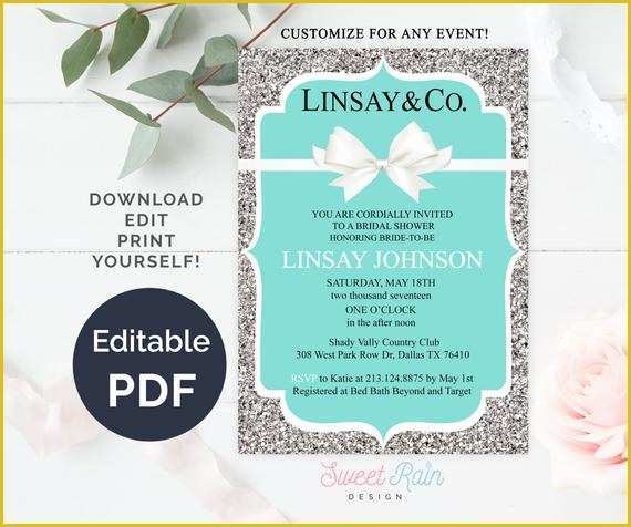 Free Breakfast At Tiffany 39 s Invitation Template Of Personalized Tiffany