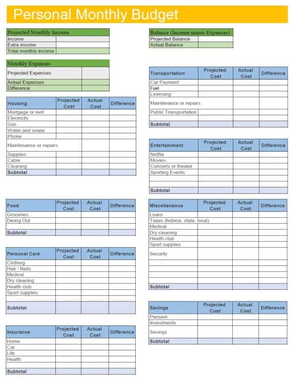 FREE Budget Sheet Template Printable And Editable BudgetWorksheets
