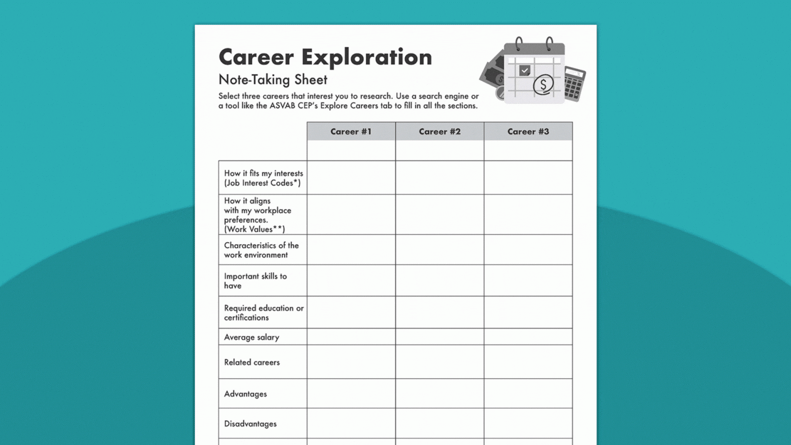 Free Career Exploration Worksheet For Highschool Students Download 