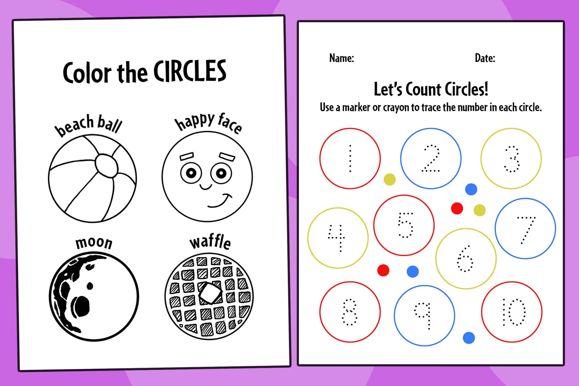circle worksheet preschool