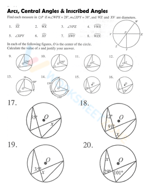 Free Collection Of Inscribed Angles Worksheets For Students