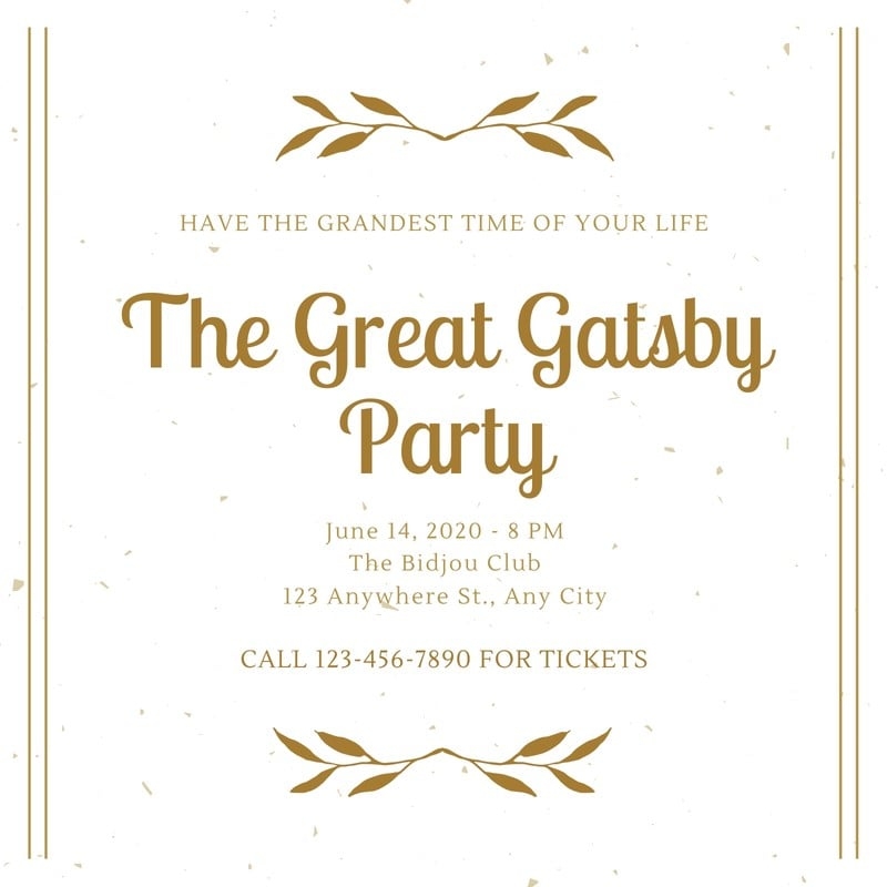 Free Custom Printable Great Gatsby Invitation Templates Canva