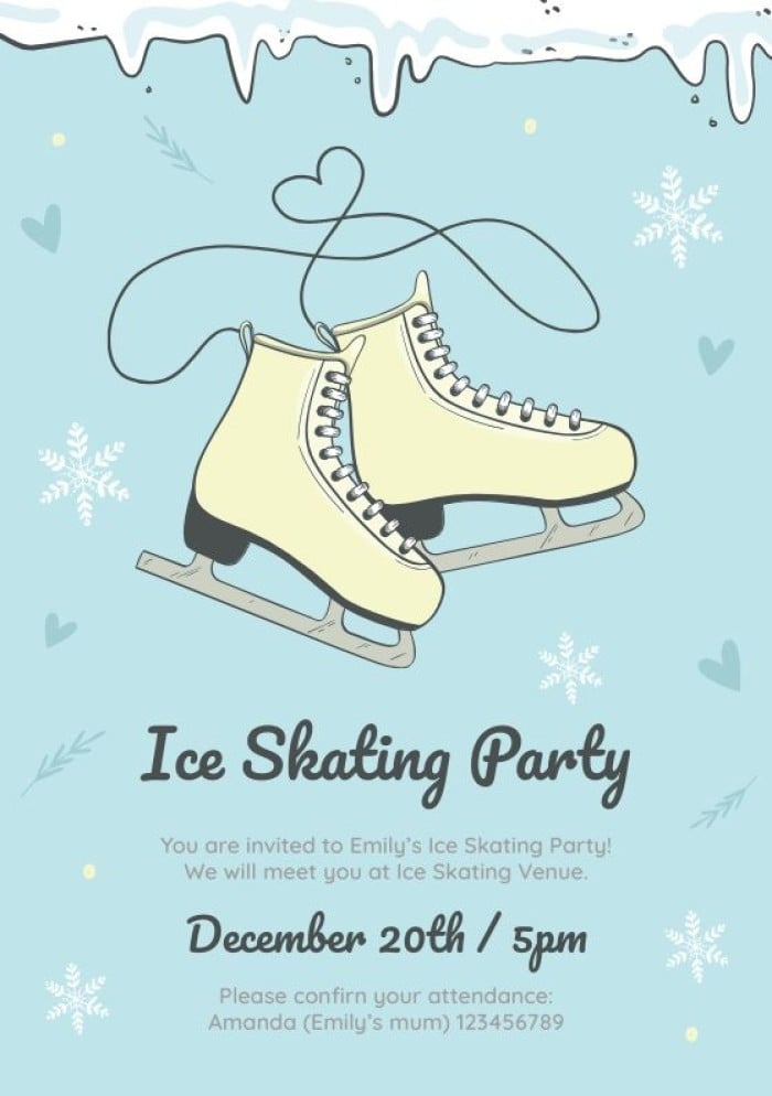 free ice skating invitation template