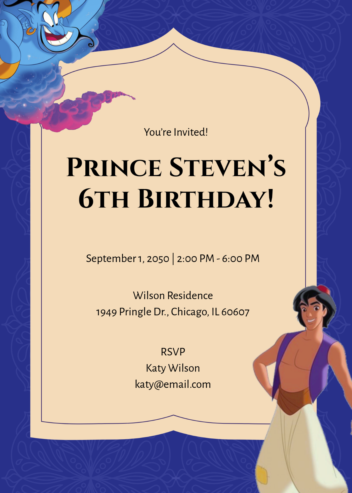 Free Disney Aladdin Invitation Template To Edit Online