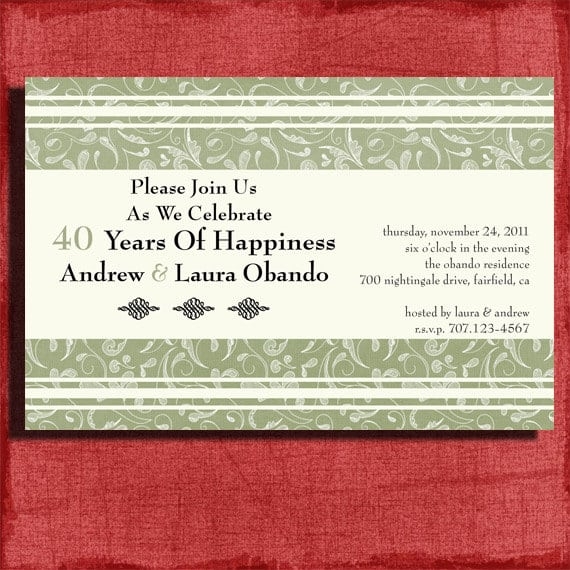 40th anniversary invitation templates