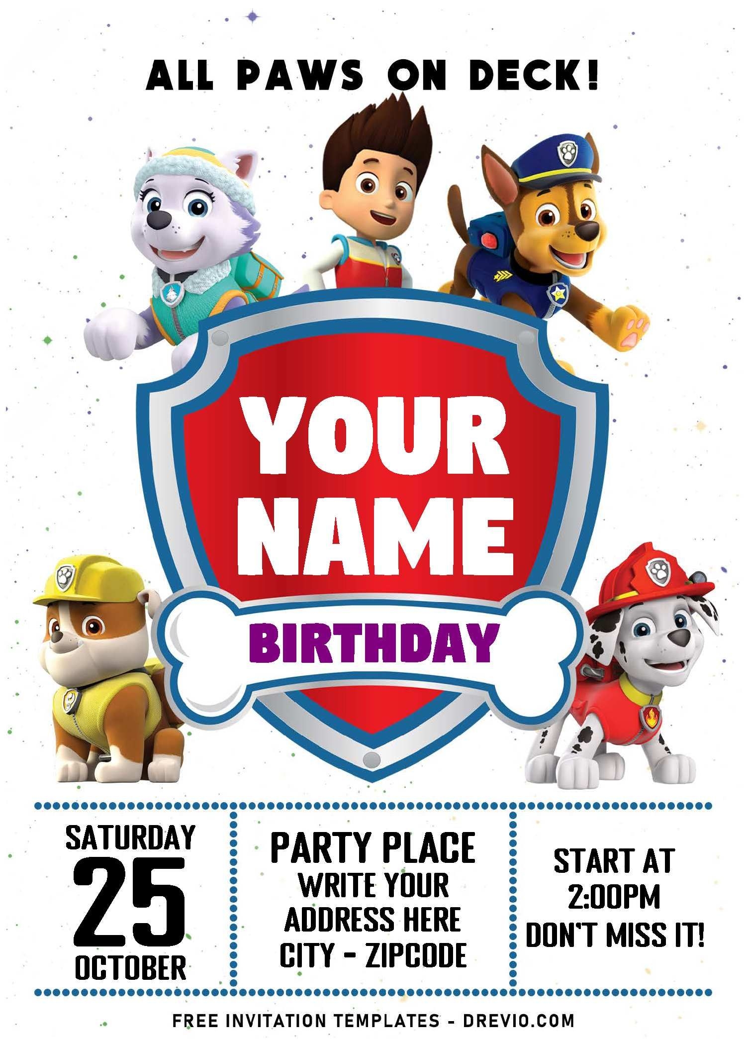 paw patrol birthday invitations template