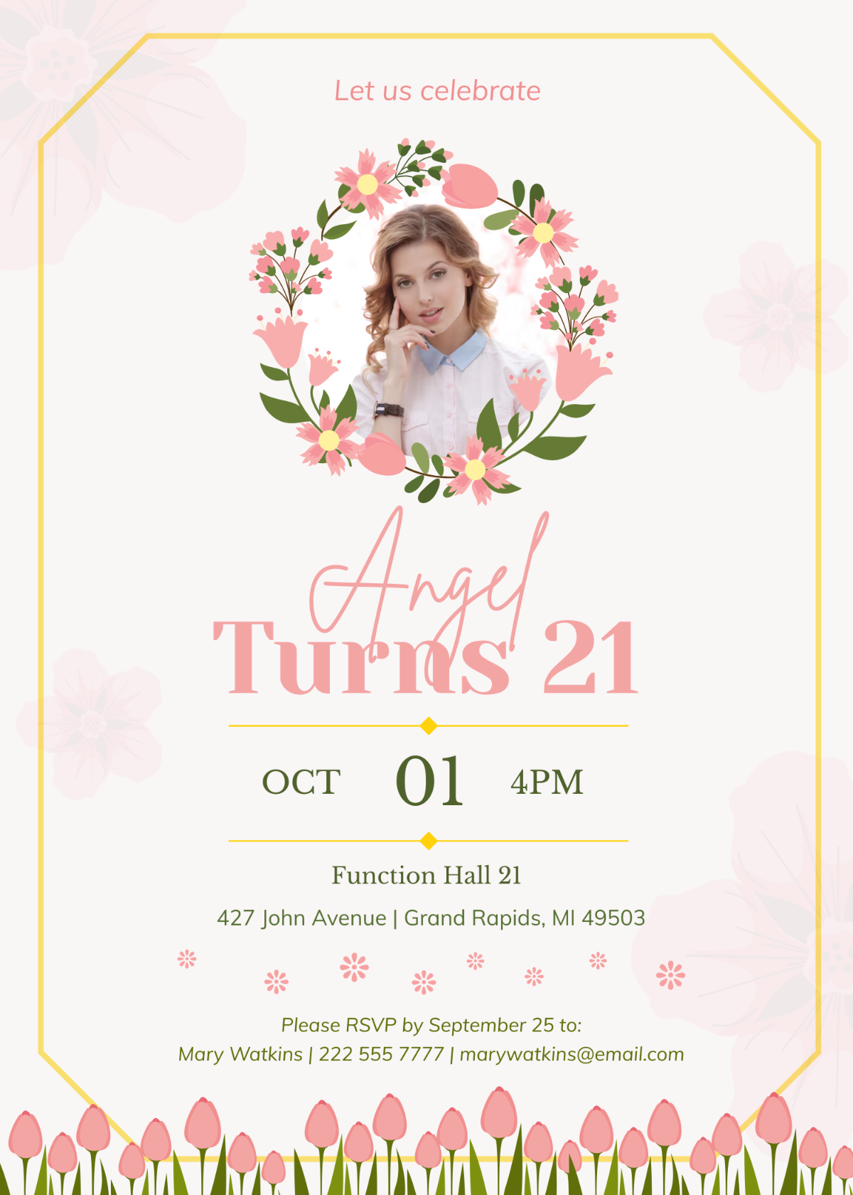 Free Floral 21st Birthday Invitation Template To Edit Online